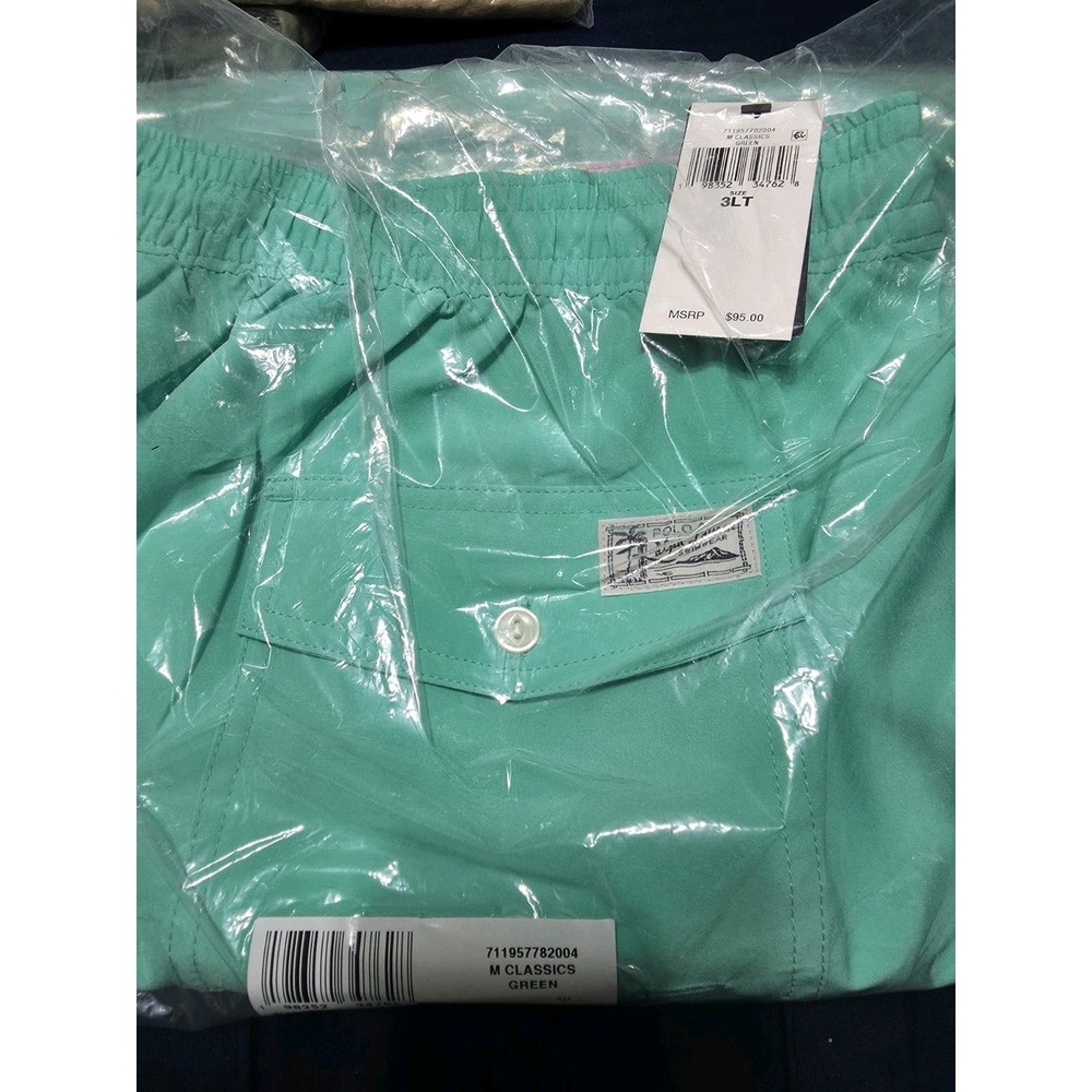 Polo Ralph Lauren Aqua Green Pink Stretch Swim Trunks Board Short Mens Size 3XLT - Picture 6 of 6